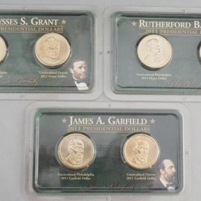 Sale Photo Thumbnail #137: 1137	3 SETS OF ONE DOLLAR US PHILADELPHIA AND DENVER UNCIRCULATED PRESIDENTIAL COINS 2011
