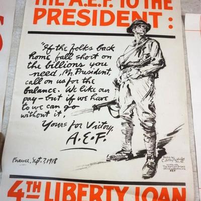 Sale Photo Thumbnail #24: 1024	ORIGINAL WWI POSTER, APPROXIMATELY 30 IN X 20 IN, WEAR ON EDGES
