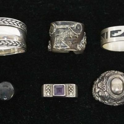 Sale Photo Thumbnail #108: 1108	6 LADIES STERLING SILVER RINGS, 1.1 OZT INCLUDING STONES
