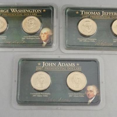 Sale Photo Thumbnail #138: 1138	3 SETS OF ONE DOLLAR US PHILADELPHIA AND DENVER UNCIRCULATED PRESIDENTIAL COINS 2007

