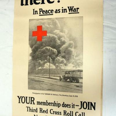 Sale Photo Thumbnail #29: 1029	ORIGINAL WWI POSTER, APPROXIMATELY 30 IN X 19 1/4 IN, WEAR ON EDGES

