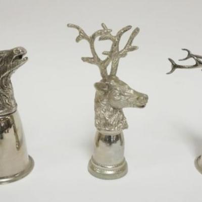 Sale Photo Thumbnail #5: 1005	SILVER PLATE STAG HEAD STIRRUP CUPS, GROUP OF 3, 1 MARKED ITALY, LARGEST APPROXIMATELY 7 IN H
