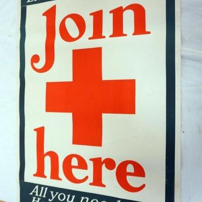 Sale Photo Thumbnail #30: 1030	ORIGINAL WWI POSTER, APPROXIMATELY 30 IN X 20 IN, WEAR ON EDGES
