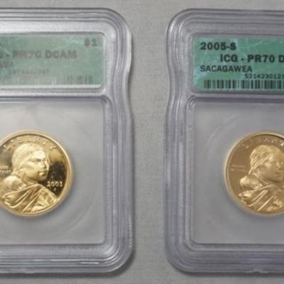 Sale Photo Thumbnail #145: 1145	2 SACAGAWEA DOLLAR COINS S MINT 2002 & 2005
