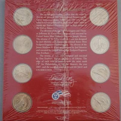 Sale Photo Thumbnail #158: 1158	2007 P & D PRESIDENTIAL COIN SET  8-DOLLARS UNCIRCULATED SEALED
