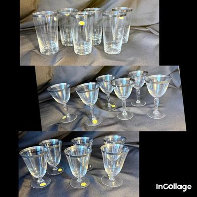 Vintage German Silver/platinum Rimmed Stemware 