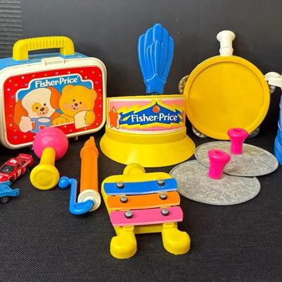 Vintage Fisher Price Musical Instruments, Lunchbox W/food, Hotwheels Case