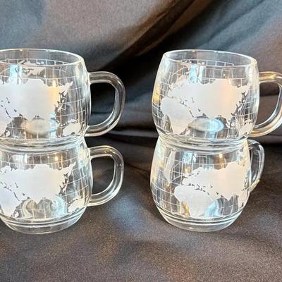 Vintage 1970’s Nestle Nescafe’ Clear Glass World Mugs 