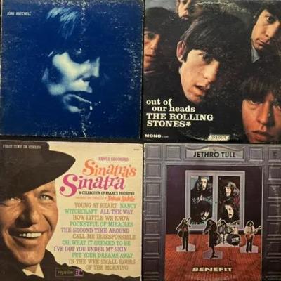 20 Mixed Vintage Vinyl Records- The Rolling Stones, Frank Sinatra, Joni Mitchell, & More!