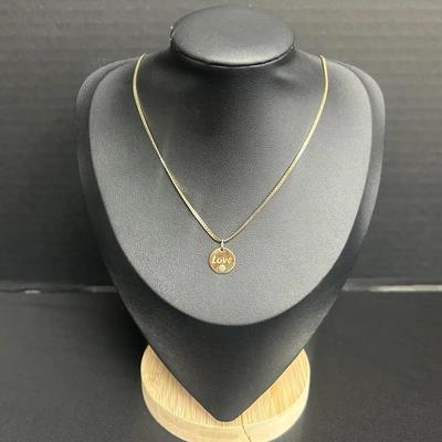 14k Gold Italian Chain With 14K Love Pendent With Diamond And Spare Clasp
