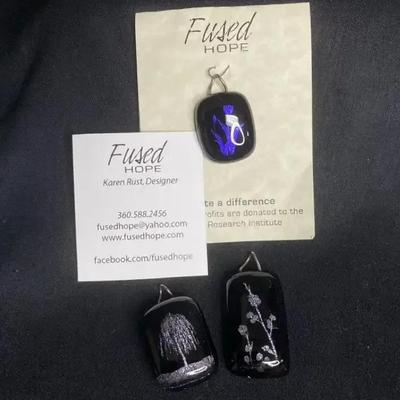 3 Fused Hope Dichroic Glass Pendants