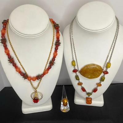 Wire Wrapped Necklace with Faux Stone Necklaces