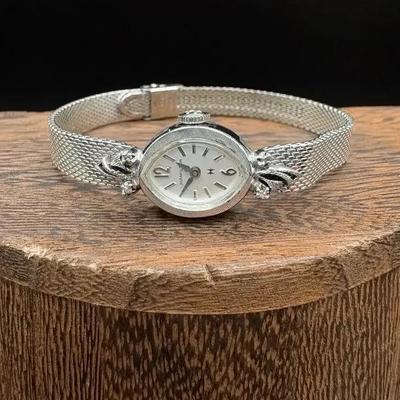 Vintage Hamilton Ladies Watch 10K Gold Plated Bezel With Diamond Accents