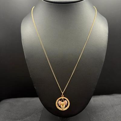Black Hills Gold 18” 14K Chain With 10K And 12K Round Grape Leaf Pendant