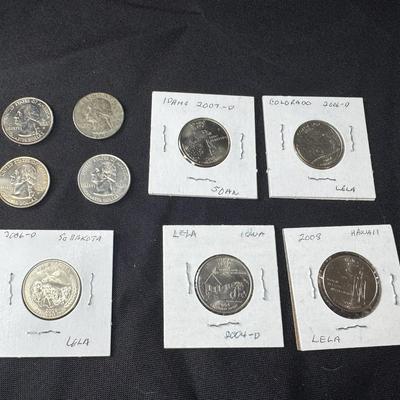 Five Denver Mint Quarters With Four Miscellaneous 