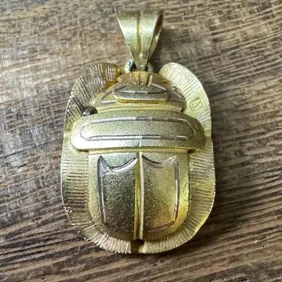 Unstamped 14K Gold Scarab Pendant 