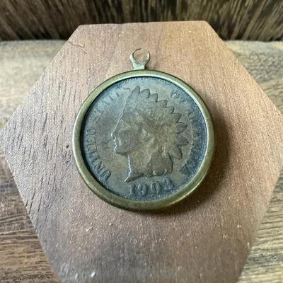 1903 Indian Head Copper Penny Pendant
