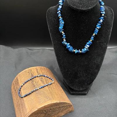 Faux Lapis Lazuli Necklace With Sodalite Bracelet With 14K Clasp 