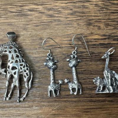 .925 Sterling Silver Giraffe Jewelry