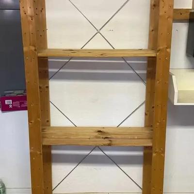Modern 4-Tier Wooden Shelving Unit with Cross-Back Support