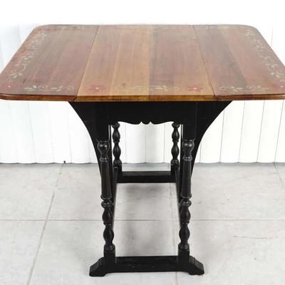 Hand Painted Drip Leaf Gate Leg Vintage Table