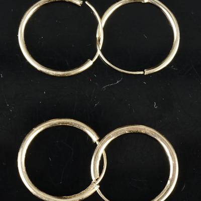 Lot of (2) Pairs 14k Yellow Gold Hoop Earrings | 0.8g