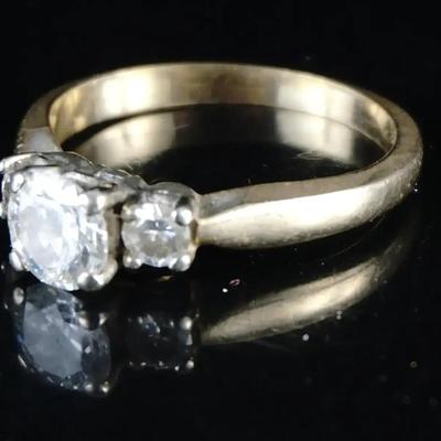 14k Yellow Gold 3-Stone Diamond Ring | 0.70 CTW Tested Diamonds | Size 5 | 2.7g