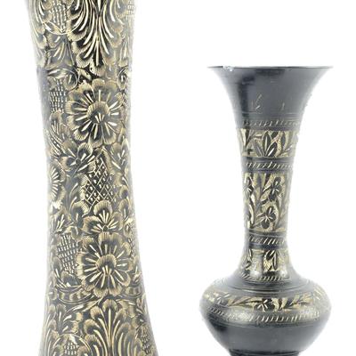 Indian Engraved Brass Metal Brass Vases BG