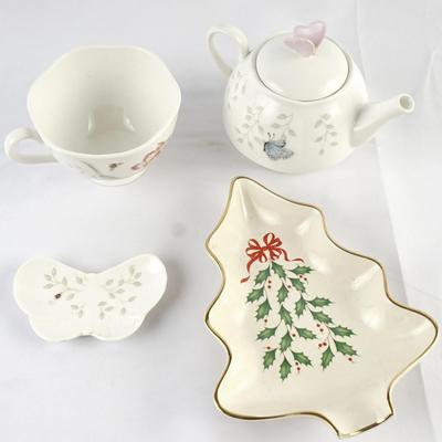 Lenox Holiday Collection Ivory Bone China - Teapot, Tea Set, & Tree Dishes