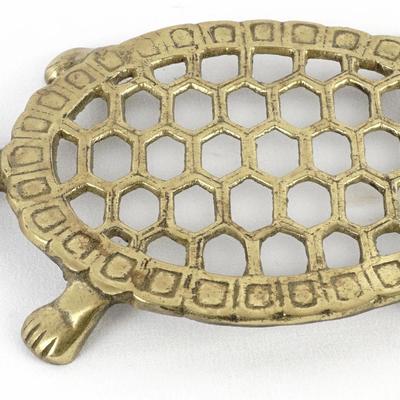 Vintage Ornate Brass Turtle Figurine / Trinket Dish