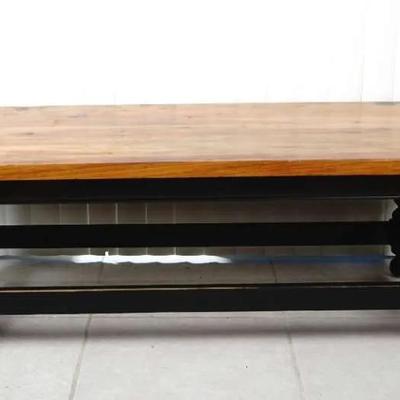 Industrial Style Antique Live Edge Solid Wood Coffee Table Bench