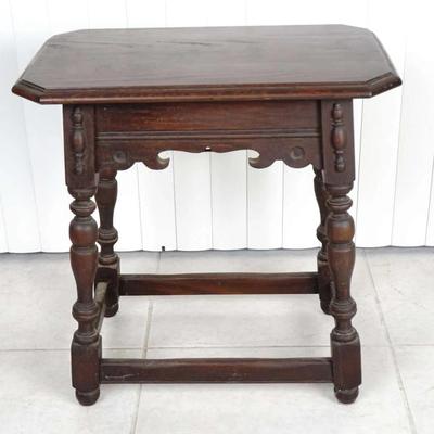 Antique English Oak Joint Stool Or Side Table Side