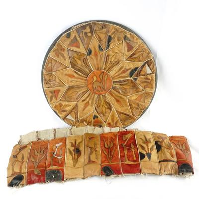 Hand-Tooled Vintage Leather Sun & Wildlife Wall Art Hangings