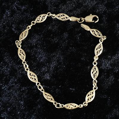 14k Yellow Gold Vintage Filigree Link Bracelet - 7.5" | 3.0g