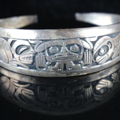 Barry Herem Sterling Silver Northwest Coast Cuff Bracelet | 24.4g
