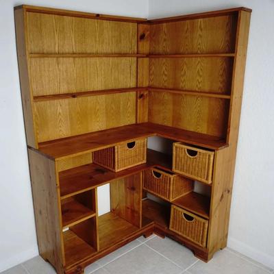 Vintage Wooden Two Piece Corner Cabinet