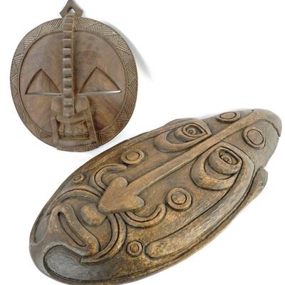 Ghana African Tribal Masks Hand-carved Wood 12”