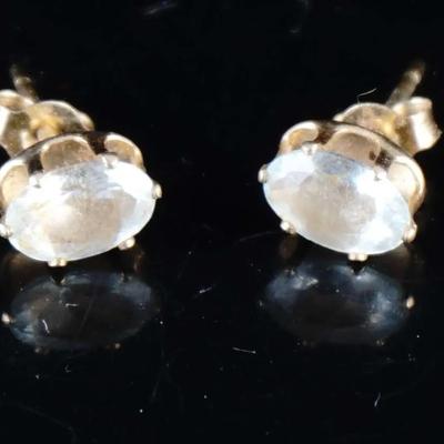 14k Yellow Gold 1.25 TCW CZ Solitaire Earrings | 6x5mm Oval Studs | 0.5g