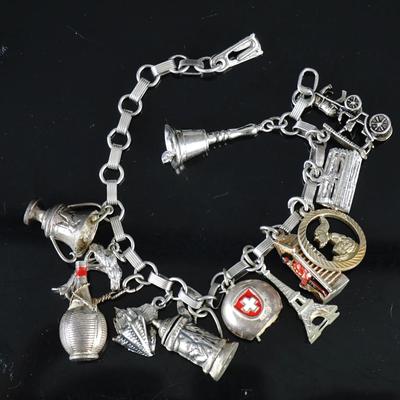 Heavy Sterling Silver Charm Bracelet | 37.8g Solid 925 Vintage Jewelry | 5" Petite