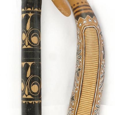 Hand-Carved Didgeridoo and Peruvian Gourd Güiro