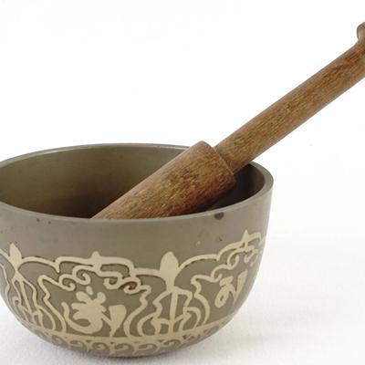 Hand-Engraved 3" Tibetan Singing Bowl with Wooden Mallet