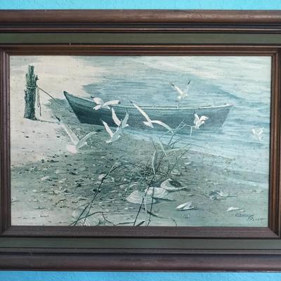 Original Carolyn Blish Realist Oil Painting SIGNED Sea Beach Seagull FRAMED 1969