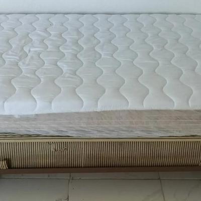 Twin Sized Vintage Matress, Boxpring, & Metallic Bed Frame