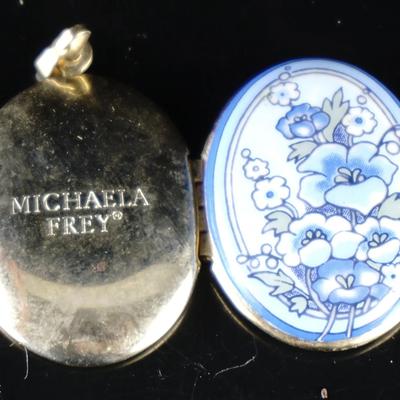 Vintage Michaela Frey Locket Enamel Art Deco Floral