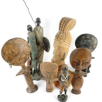 African Hand-Carved Wooden Figures & Asante Akua'ba Dolls Collection