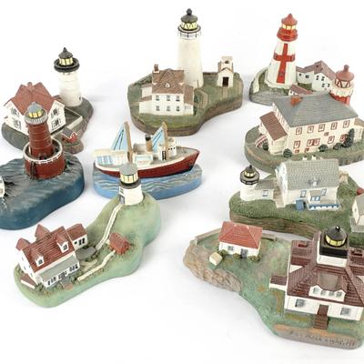 Spoontiques 9 Piece Collectible Miniature Lighthouse Figure Set