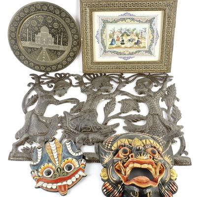 Global Folk Art Collection - Balinese Masks, Bone Carvings & Indo-Persian Metalwork