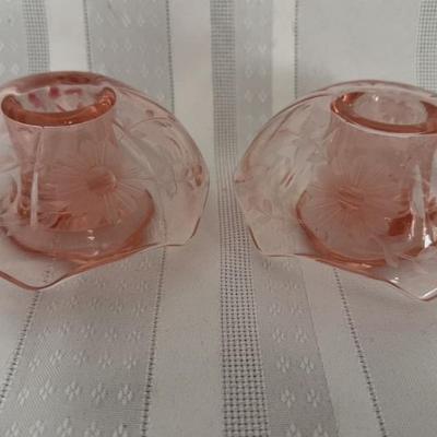 Depression Glass Candle Holders 