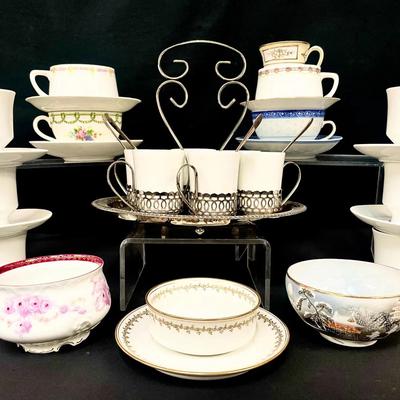 Enoch Wedgwood Espresso Set W/ Sterling Spoons (52g) + More Tea Cup/Saucer Sets