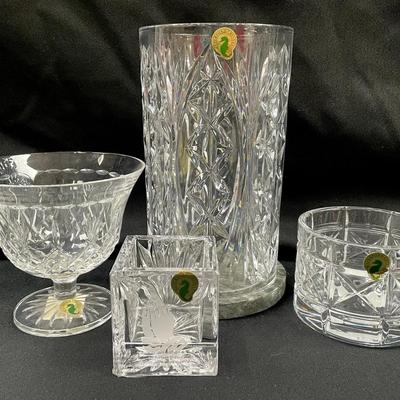 Waterford Crystal - Praying Hands Votive, Hurricane Failte, Killarney Footed Bowl + 